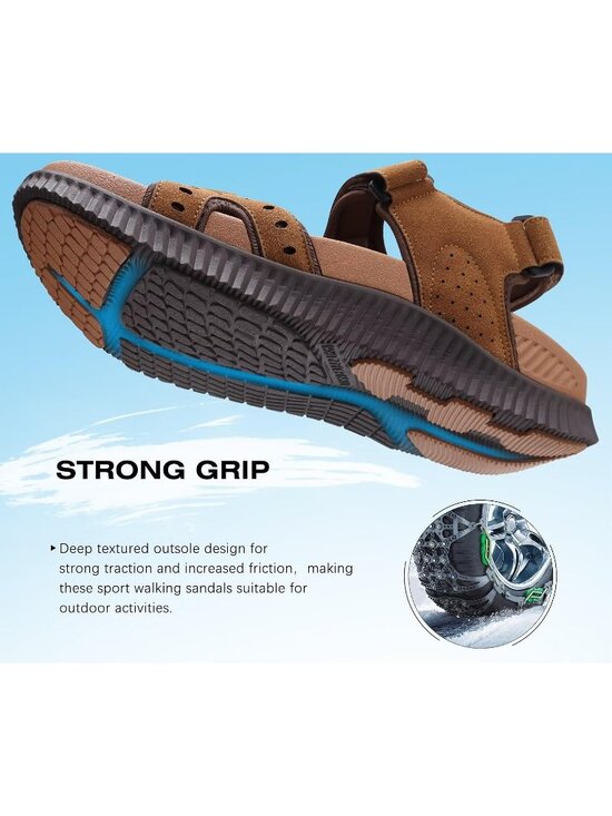 Men\'s Khaki And Brown Arch Support Thick Recovery Athletic Hiking Sandal Shoes main image 6